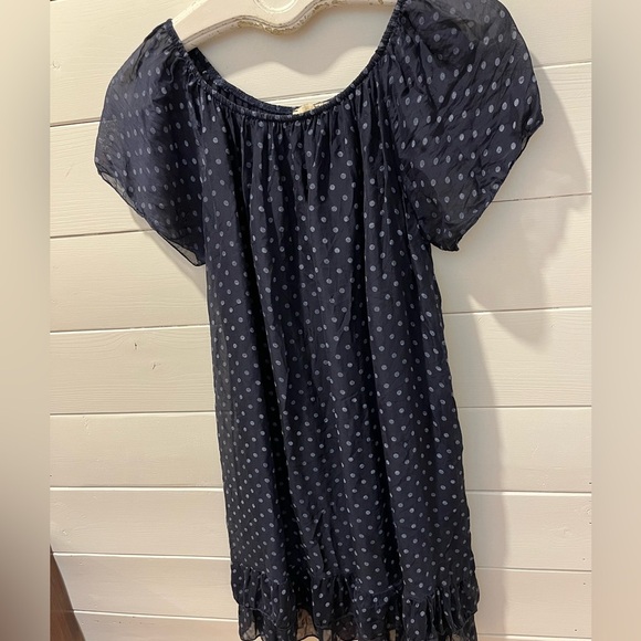 GIUSY Navy Silk-Blend Polka Dot Dress – Size S - Picture 8 of 9